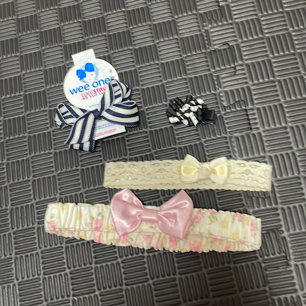 Baby hair accessories,clips and bows pink, black, white and beige